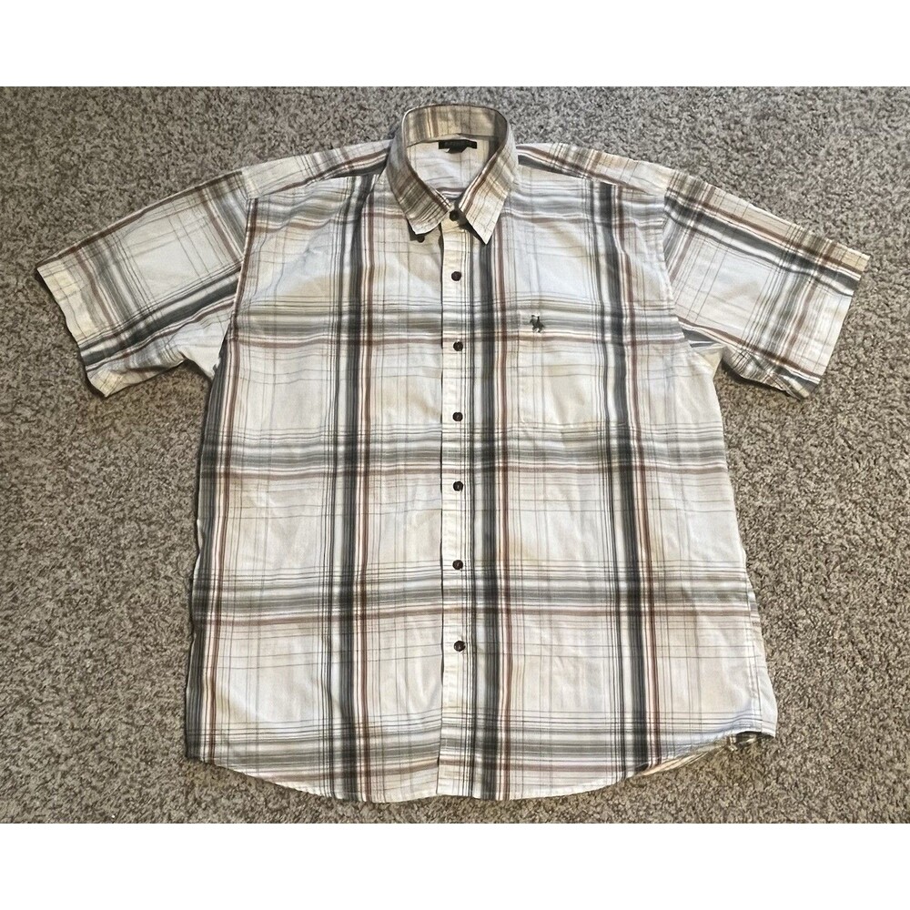 Knights Sportswear Men's Plaid Short Sleeve Button Down Shirt Size Large